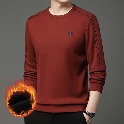 Heren Sweatshirt Herfst en Winter Verdikte Top Nieuwe Stijl met Wol, Moerbeizijde en Fluweel Ronde Hals met Warme Gebreide Binnenkant 4XL black