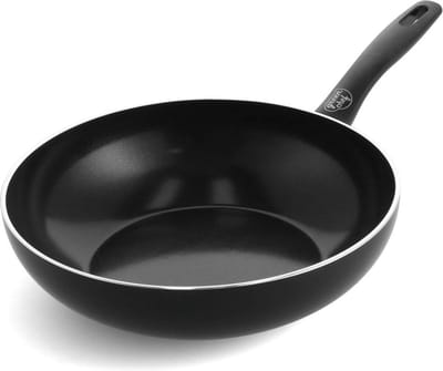 GreenChef Prime keramische inductie wokpan zonder deksel 28cm - 3.69L - PFAS-vrij - Inductie pan - Vaatwasserbestendig - Ovenbestendig tot 160°C - keramische antiaanbaklaag - Gerecylceerd aluminium - Zwart
