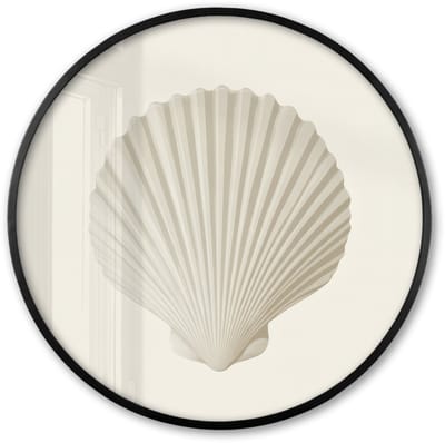 Poster in lijst Rond - Fotolijst 60x60 cm - Posters - Schelp - Minimalistisch - Wit - Ronde posterlijst zwart - Decoratie - Wanddecoratie woonkamer - Muurdecoratie slaapkamer