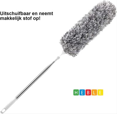 *** Telescopische Plumeau met Telescoopsteel - Ragebol - 60 tot 135 CM - Uitschuifbaar - Microvezel Ragebol - van Heble® ***
