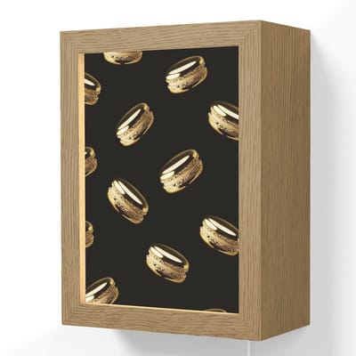 Wandlamp 15x20 cm - Oplaadbaar - Macarons - Patroon - Goud - Zwart - Wandlampen binnen woonkamer - Slaapkamer lamp met kabel - Decoratieve nachtlamp - Vloerlamp snoer