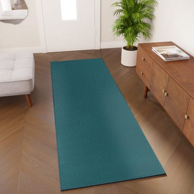 Tapiso Mono Loper Kleed Blauw Effen Gang Laagppolig Vloerkleed Maat- 70x100