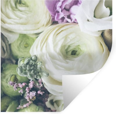 Muurstickers - Sticker Folie - Bloemen - Rozen - Natuur - 100x100 cm - Plakfolie - Muurstickers Kinderkamer - Zelfklevend Behang XXL - Zelfklevend behangpapier - Stickerfolie