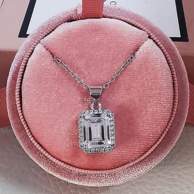 925 Sterling Zilver Hanger Mode Creatief Meerkleurig Diamant Zircon Rechthoek Ketting voor Vrouwen wit