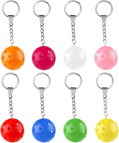 Pickleball Sleutelhangers - Bal Ornamenten - Sporttas Decoratie - Set van 8 Stuks - 12 cm Lengte - 8 Kleuren
