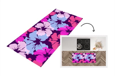 Keukenloper - Loper keuken - Pastel - Hibiscus - Bloem - Hawaii - Design - 120x50 cm - Keukenloper vinyl