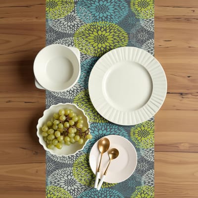 ABAKUHAUS Chrysanten-silhouet tafelrunner – tafelrunner, meerkleurig, 40x180 cm
