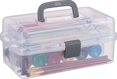 Opbergbox - 9 vakken - naaidoos - gereedschapskist - transparant-grijs