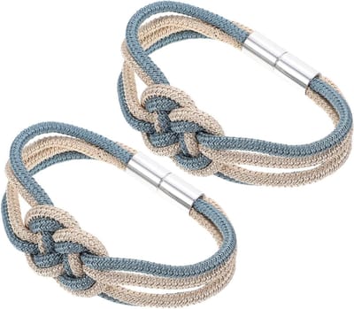 Gordijnkoorden Set - Decoratieve Gespen - Raambekleding Strikken - Magnetische Sluiting - 46x5cm - Beige