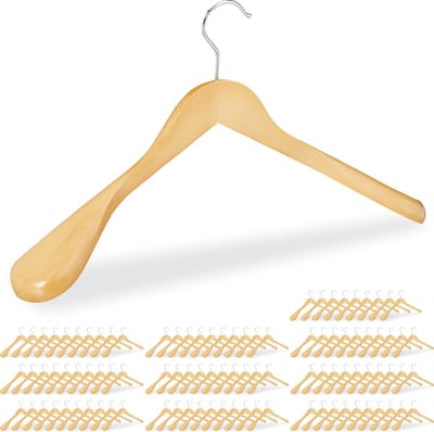 100x kleerhangers hout - kledinghangers hout - brede schouder - voor jassen