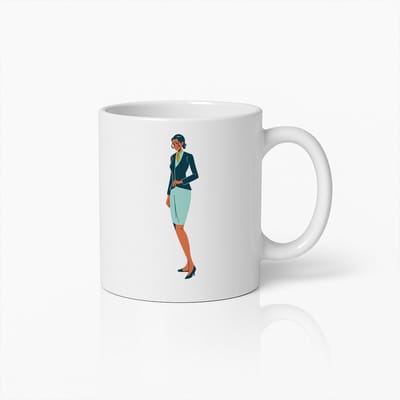 Elegante Zakenvrouw Illustratie Mok – Professionele Koffiebeker voor op Kantoor