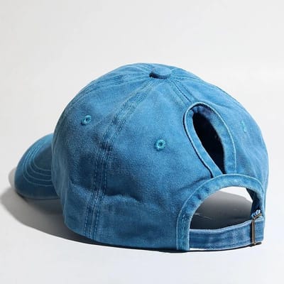 Gewassen Baseballpet Europese en Populaire Trendy Gebogen Klep Pet Dames Buiten blue