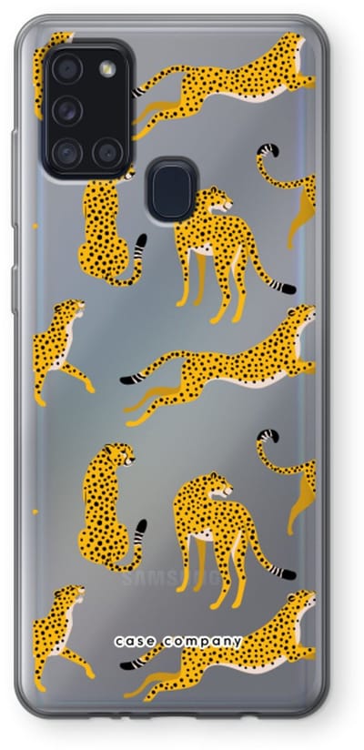 Case Company® - Hoesje geschikt voor Samsung Galaxy A21s hoesje - Luipaard - Soft Cover Telefoonhoesje - Bescherming aan alle Kanten en Schermrand