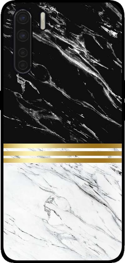 Smartphonica Telefoonhoesje voor OPPO A91 marmer look - backcover marmer hoesje - Zwart Wit geschikt voor Oppo A91