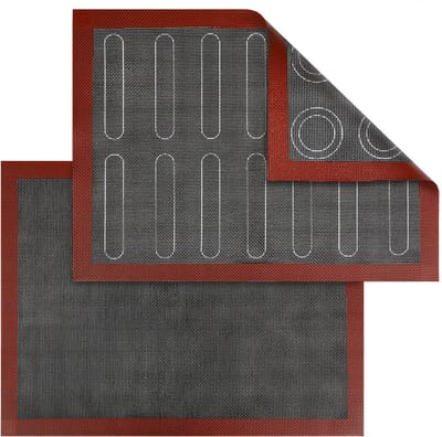 carmdering - Microporeuze ovenmat, dubbelzijdig antiaanbak, hittebestendig, Antiaanbakmat ， Antislip ，Wasbareherbruikbare macaron ovenmat, geschikt voor soezen en pizza's, 40 x 30 cm - 2 Stuks