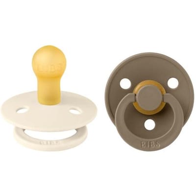 BiBS - Colour Pacifier - Maat 1 - Fopspeen - 2 stuks - Dark Oak / Ivory