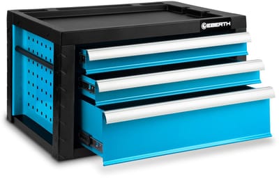 EBERTH Metalen gereedschapskist 3 laden Kogelgelagerde rails Afsluitbaar Donkerblauw gepoedercoat