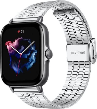 Strap-it Luxe roestvrij stalen smartwatch band - geschikt voor Xiaomi Amazfit GTS 1-2-3-4 - Mini / Bip / Bip S / Bip Lite / Bip U Pro / Amazfit GTR 42mm - zilver