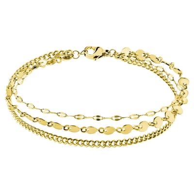 Lucardi Dames Stalen goldplated armband dubbel rond - Armband - Staal - Goudkleurig - 20 cm