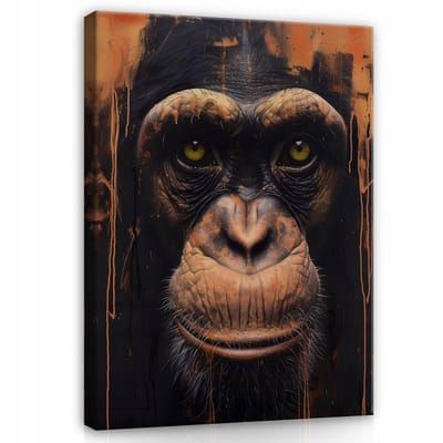 WALLARENA - Canvas schilderij - 100x70 cm - afbeelding van een aap en gorilla, dieren op canvas voor slaapkamer en woonkamer