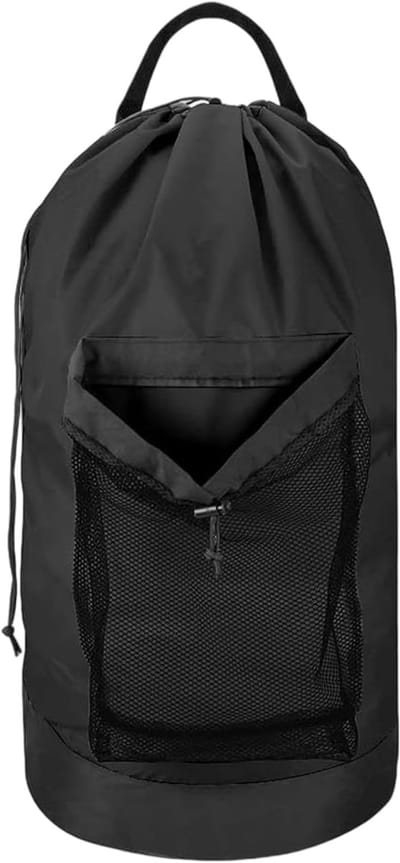 Wasrugzak - Opbergtas - Sorteren Kleding - Trekkoord Sluiting - 33x33x73cm - Zwart