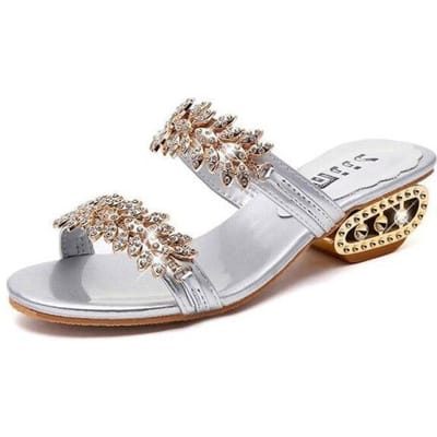 Damesschoenen Slippers Zomer Strand Sandalen Mode Dames Strass Buiten Slippers Flip Flops Schoenen Dames Mujer 5 zilver