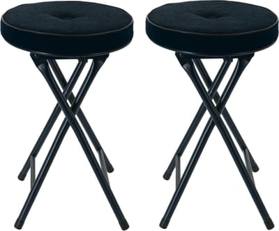 Home & Styling Bijzet krukje/stoel - 2x - Opvouwbaar - Blauw - Ribcord - D33 x H49 cm