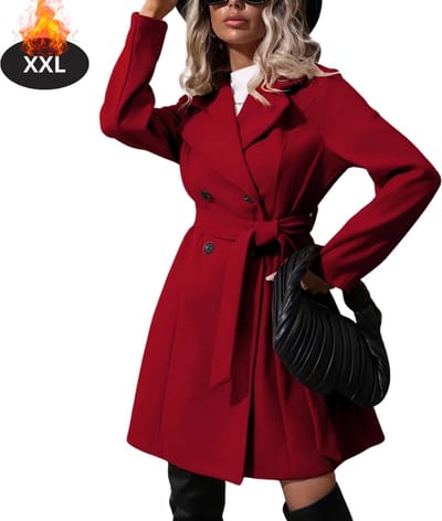 Livano Mantel Dames - Tussenmantel - Jas - Mantelpakje - Trenchcoat - Overjas - Overcoat - Winter - Rood - XXL