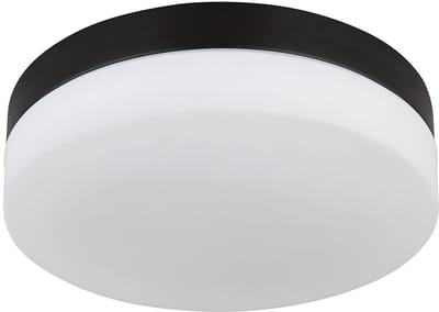 Plafondlamp tuinlamp buitenlamp plafondlamp badkamerlamp, aluminium glas opaal zwart, 2 vlammen, spatwaterdicht, H 6,5 cm