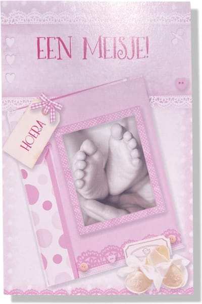 Een Dochter! - Luxe Geboortekaartje Meisje - 12x17cm - Gevouwen wenskaart met envelop