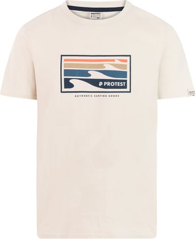Protest PRTHanwell - T-shirt Heren - Korte mouwen - Ronde hals - Normale pasvorm - Crème
