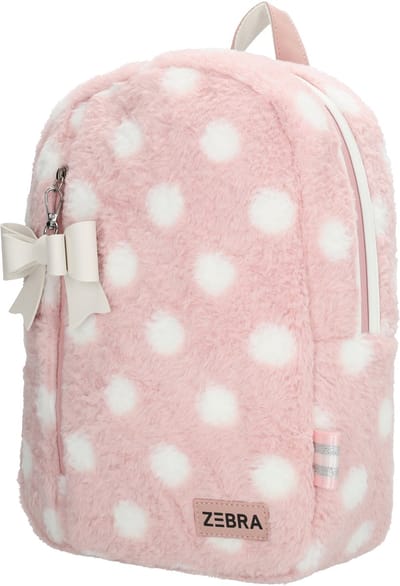 Zebra Trends Luna Rugzak - Fluffy - Kinderrugzak - Boekentas - Schooltas - Flessenvak - Naamlabel - Rugtas - Meisjes - Meidentas - Roze