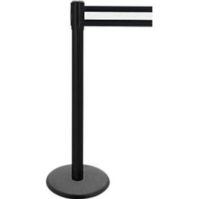 Afzetpaal met trekband GLA 29, zwart, trekband zwart/wit