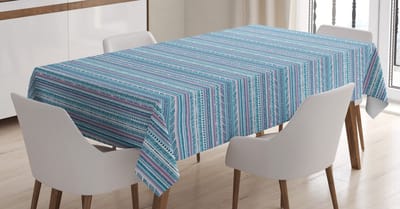 ABAKUHAUS Tribale Tafellaken – Azteek Boho-stijl – 140x170 cm – Hemelsblauw en roze