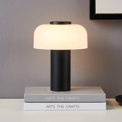 EGLO Ponente Tafellamp - Aanraakdimmer - Draadloos - LED - 20 cm - Zwart/Wit - Instelbaar wit licht - Oplaadbaar - Buiten en Binnen