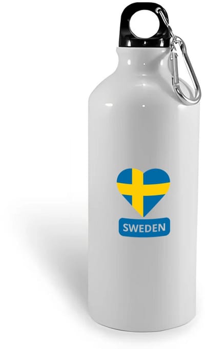 Hacebo® - Sweden vlag hartje waterfles - Zweden - reizigers - toerist - verjaardagscadeau - souvenir - vakantie - water fles - 400ML