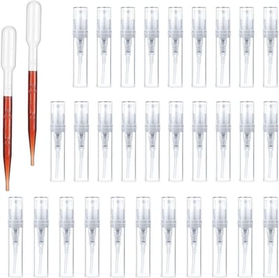 Lege Parfumflessen 3ml - 30 Stuks Mini Sprayflessen, Herbruikbare Atomizers voor Parfum, Essentiële Olie en Lotion, Ideaal voor Reizen en Opbergen