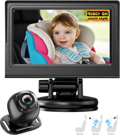 Baby Autocamera - Babyfoon Auto - Veilig Rijden - 360 Graden Verstelbaar - 43 Inch Scherm - Zwart