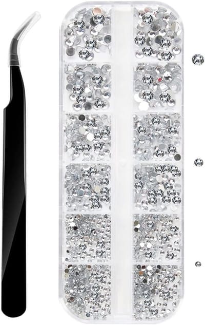 Flat Back Crystal Rhinestones voor Nagel- en Gezichtsart, Versieringen en Knutselprojecten, 1500 Stuks in 3 Maten