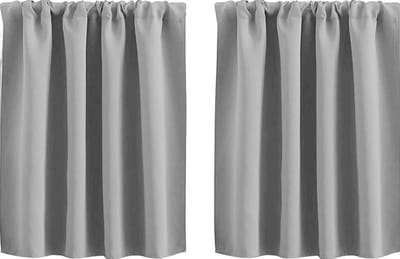 2 stuks - Gordijn - Kleine raamgordijnen - voor slaapkamer keukenkast kind kelder camper gordijnen - 106*91cm - Lichtgrijs - Verduisterend Gordijn - Polyester