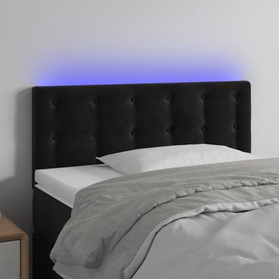 vidaXL - Hoofdbord - LED - 100x5x78/88 - cm - fluweel - zwart