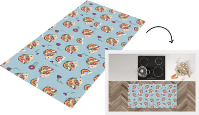Keukenloper - Loper keuken - Egel - Regenboog - Bloemen - Patroon - Kinderen - 120x60 cm - Keukenloper vinyl