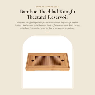 Dailygoods- Theeblad Bamboe - Reservoir Type - Elegant Dienblad - Geschikt voor Gongfu Theeceremonie - Duurzaam - Makkelijk te Reinigen