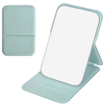 Dailygoods- Tafelspiegel Inklapbaar - Make-up Spiegel met PU-leer - Draagbare Spiegel - 11 x 7 cm - Zacht en Glad Oppervlak - Perfect voor Scheren en Make-up