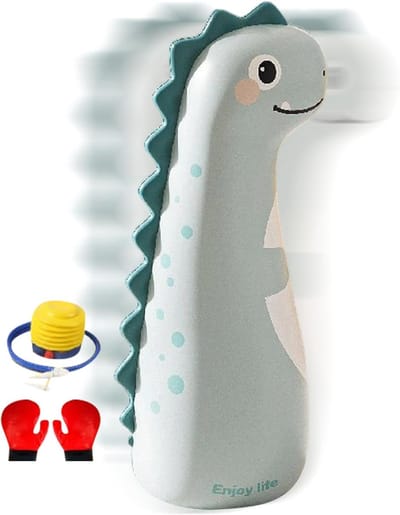 Opblaasbare Bokszak - Zandzak Kinderen - Sport & Spel - Inclusief Pomp & Handschoenen - 119 cm Hoog - Meerkleurig Dinosaurus