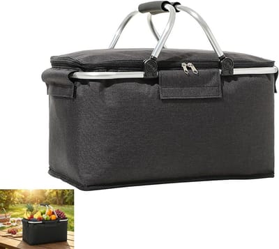 Vouwbare boodschappentas met koelfunctie, thermische picknickmand, draagbare koelbox met gevoerde handvatten voor reizen, picknicks en winkelen