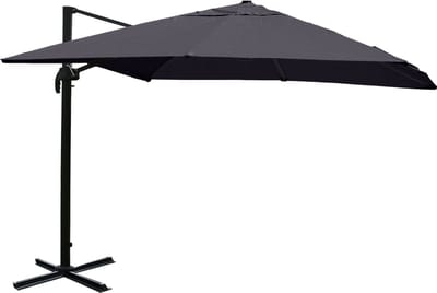 Zweefparasol MCW-A96, 3x3m (Ø4,24m) polyester aluminium/staal 23kg ~ antraciet zonder voet