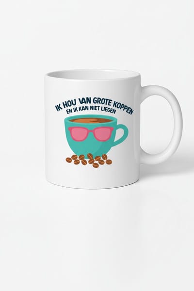 Ik Hou Van Grote Koppen Koffiemok - Unieke Design Mok