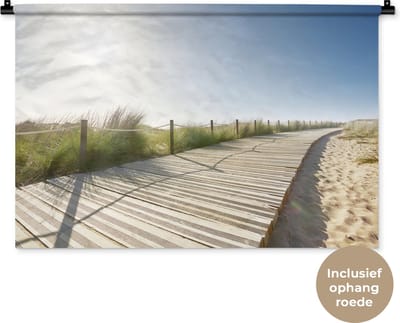 Wandkleed - Wanddoek - Strand - Planken - Portugal - 90x60 cm - Wandtapijt