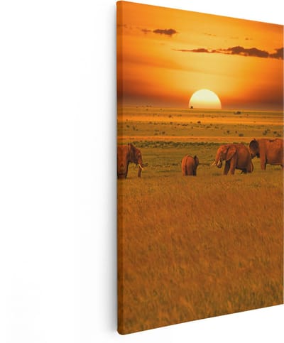 Artaza Canvas Schilderij Olifant - 20x30 cm - Klein - Wanddecoratie Afrika - Muurdecoratie Savanne - Schilderijen Op Canvas